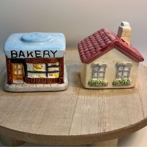 Ceramic Salt and Pepper Shakers House and Bakery